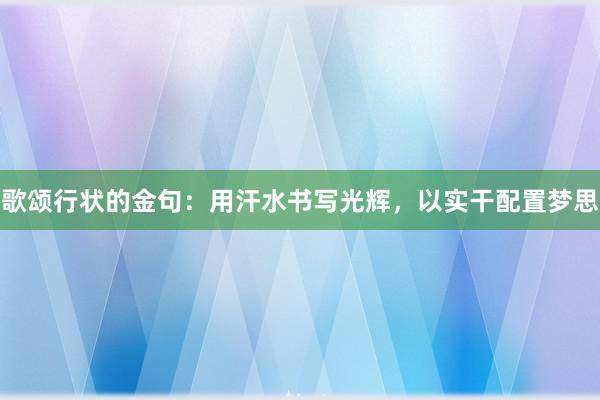歌颂行状的金句：用汗水书写光辉，以实干配置梦思